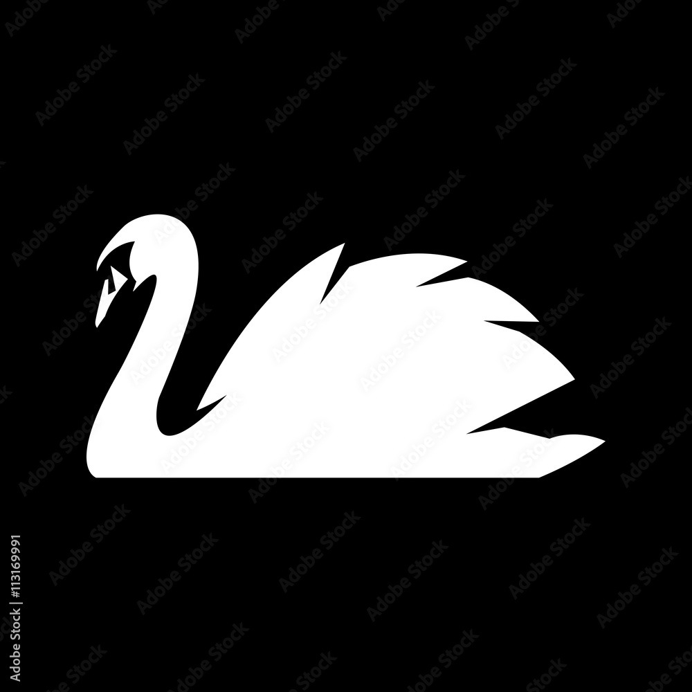 Naklejka premium Swan Beautiful White Bird Swimming vector icon