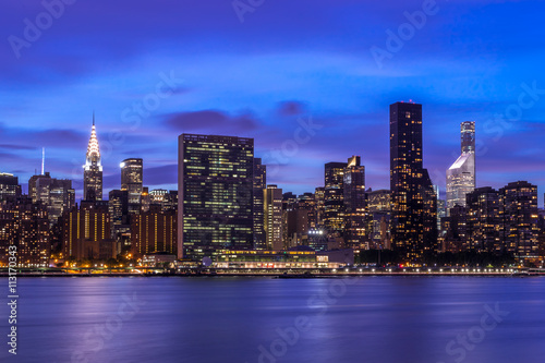 New York City Manhattan buildings skyline at night © blvdone