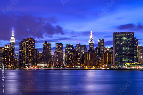 New York City Manhattan buildings skyline at night