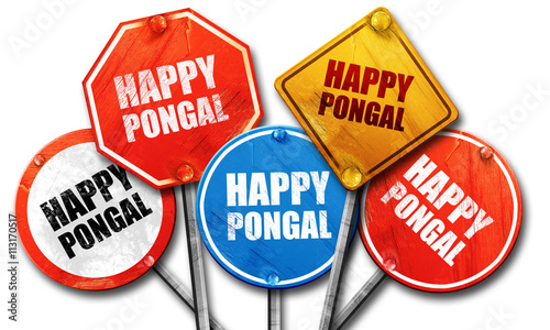 happy pongal, 3D rendering, street signs