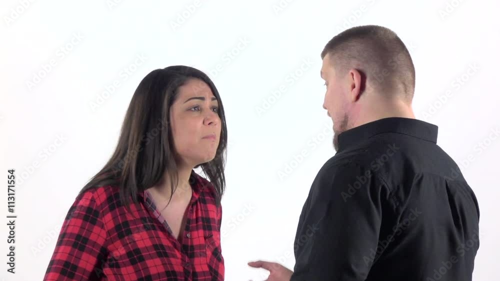 Woman arguing with her man and shouting. Close up. Slow motion Woman arguing with her man and shouting. Close up. Slow motion