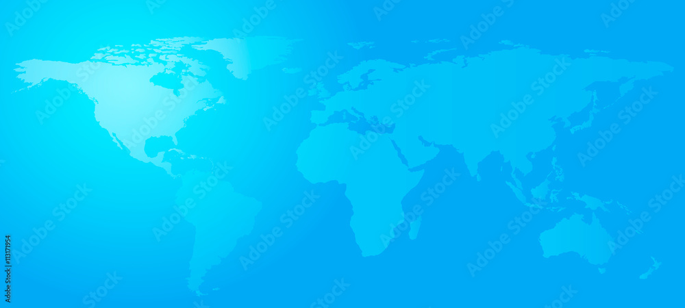 Blue world map, vector illustration.