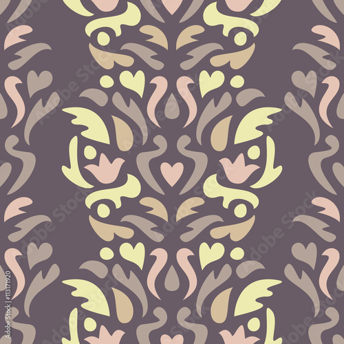 Floral pattern. Seamless abstract ornamental background. Fashion textile design. Vector illustration