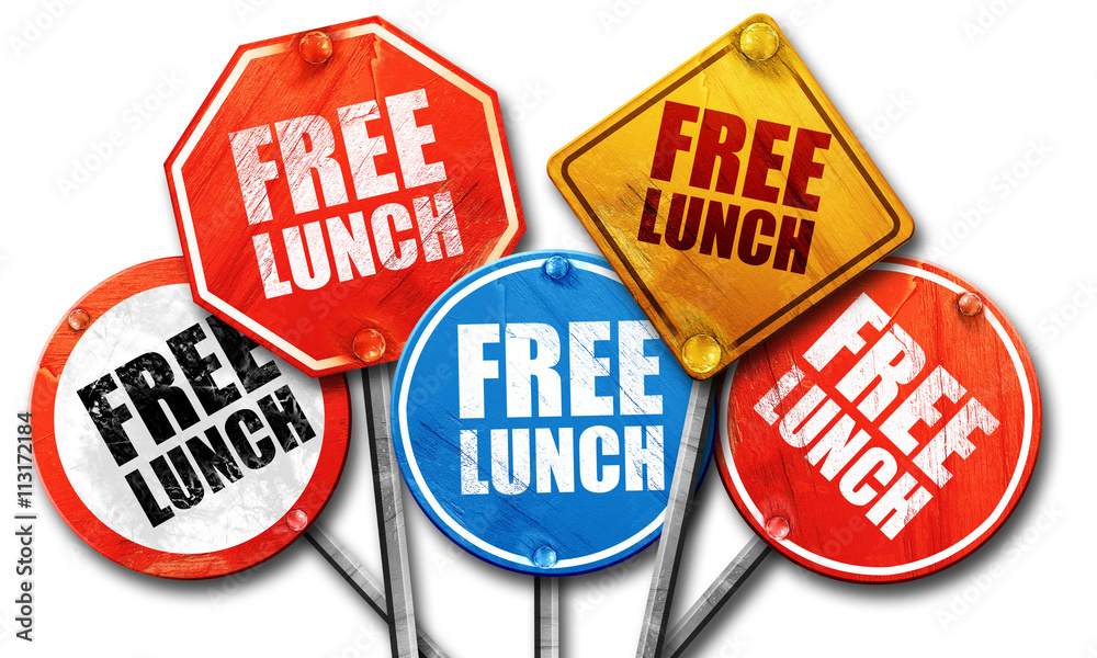 free lunch, 3D rendering, street signs