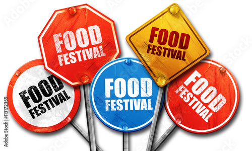 food festival, 3D rendering, street signs