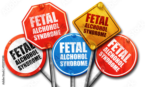 Photo fetal alchohol syndrome, 3D rendering, street signs