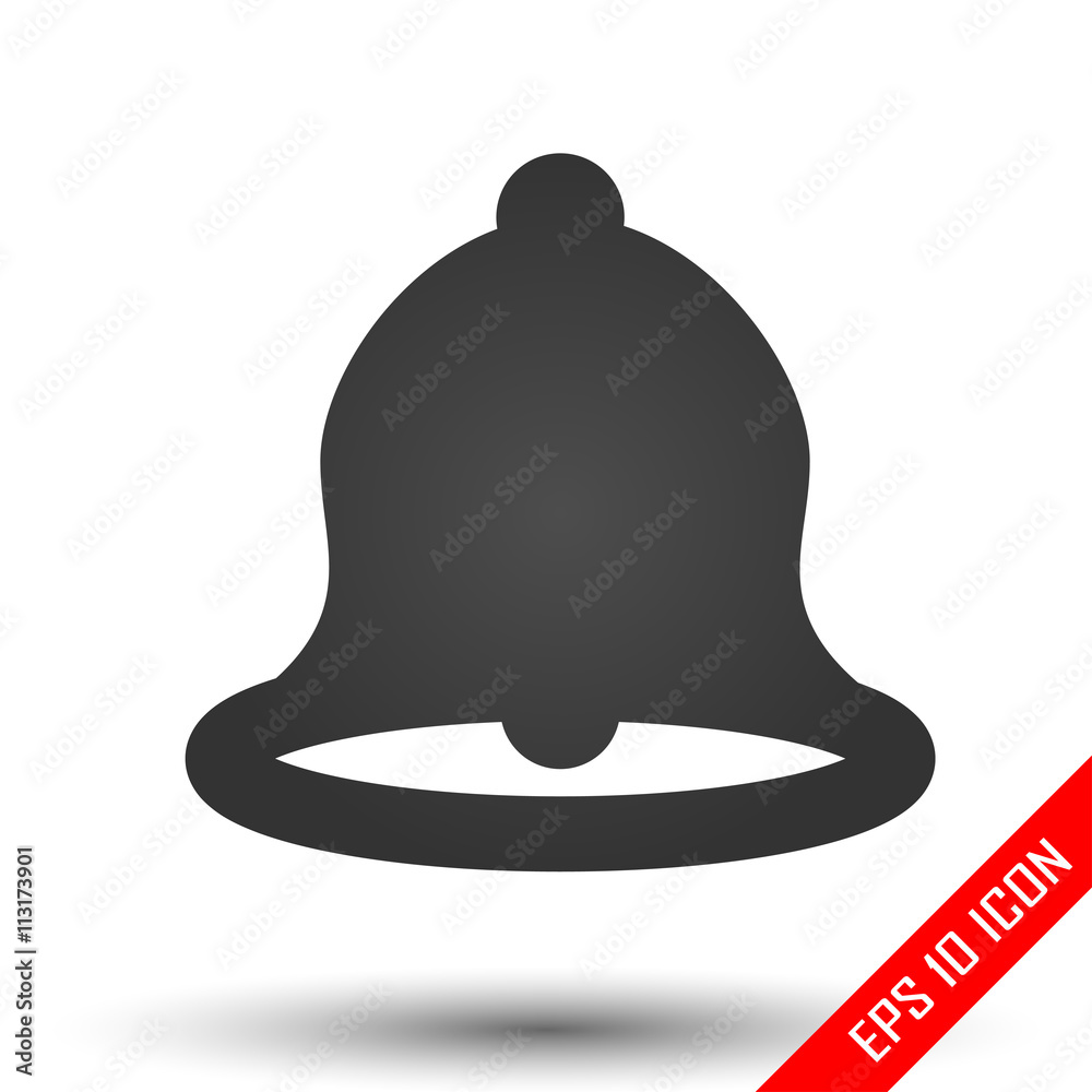 Naklejka premium Bell icon. Simple flat logo of bell on white background. Vector illustration.