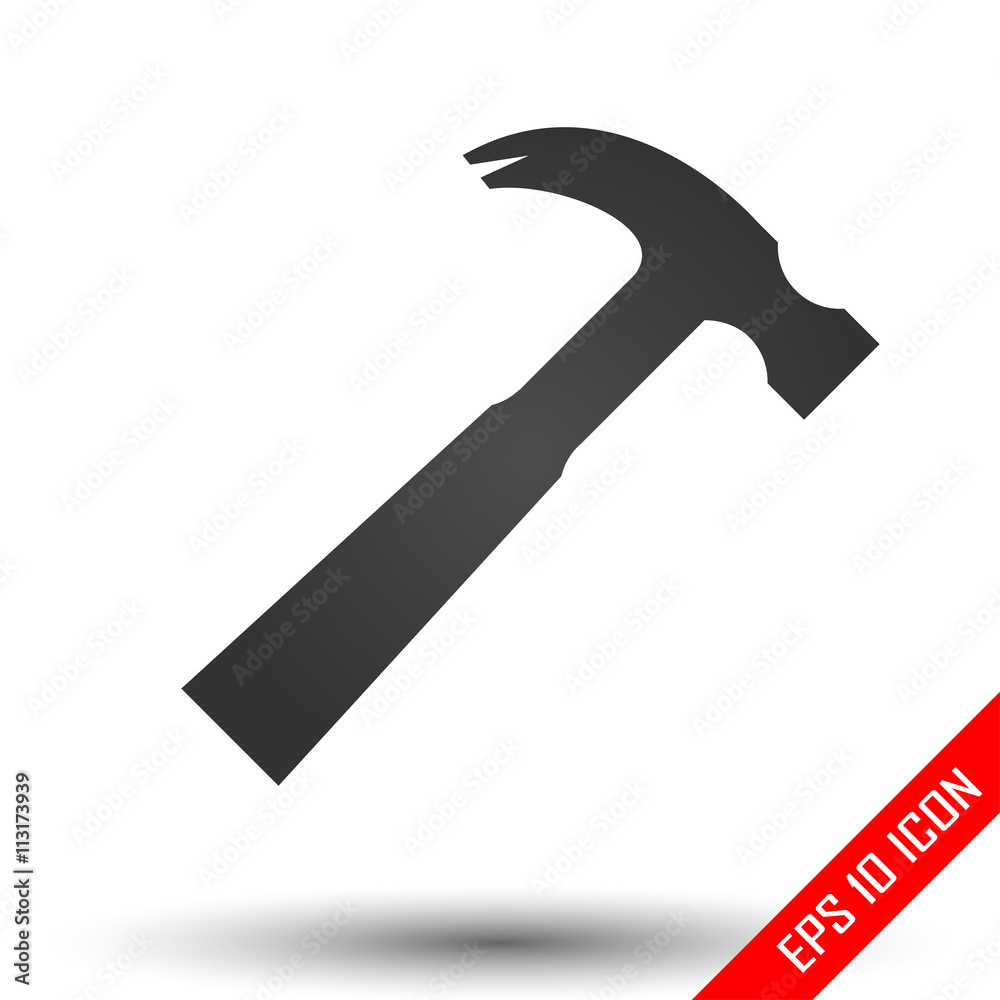 Hammer icon. Simple flat logo of hammer on white background. Vector illustration. Hammer icon. Simple flat logo of hammer on white background. Vector illustration.