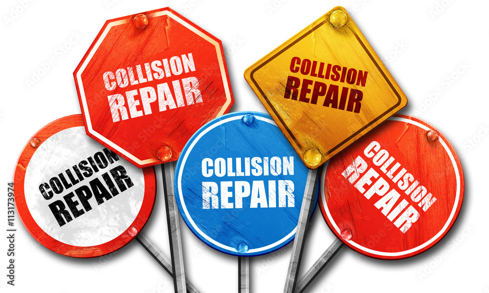 collision repair, 3D rendering, street signs collision repair, 3D rendering, street signs