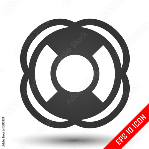 Lifebuoy icon. Simple flat logo of lifebuoy on white background. Vector illustration.