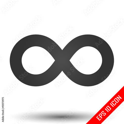 Infinity icon. Simple flat logo of infinity sign on white background. Vector illustration.