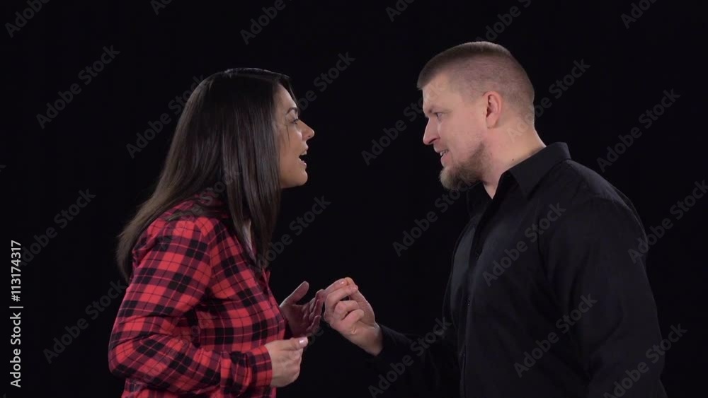 Conflict between couple, in which they push of each other. Slow motion Conflict between couple, in which they push of each other. Slow motion