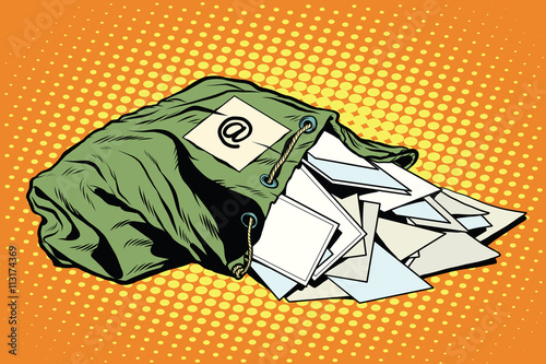 retro bag of the postman with letters