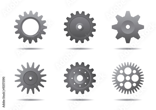 Set of grey gears. Vector Illustration.