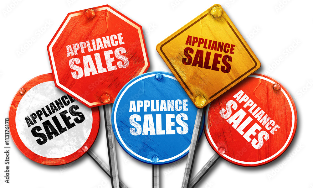 appliance sales, 3D rendering, street signs appliance sales, 3D rendering, street signs