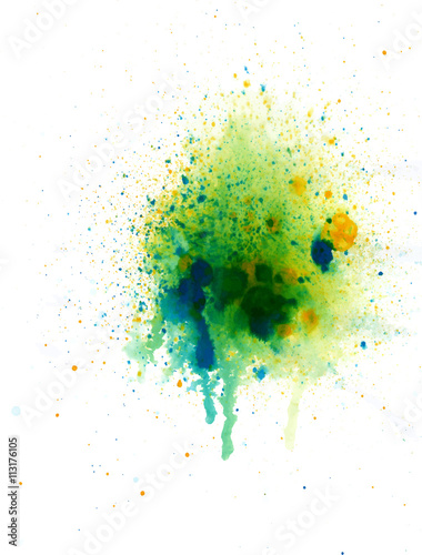 Abstract  watercolor palette of blue, yellow, green colors, mix