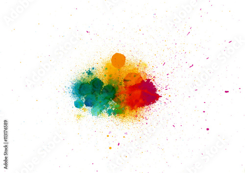 Abstract  watercolor palette of blue, yellow, green and red colors, mix color, background, a mixture of colors, stains with a spray of water colors, the author's work.