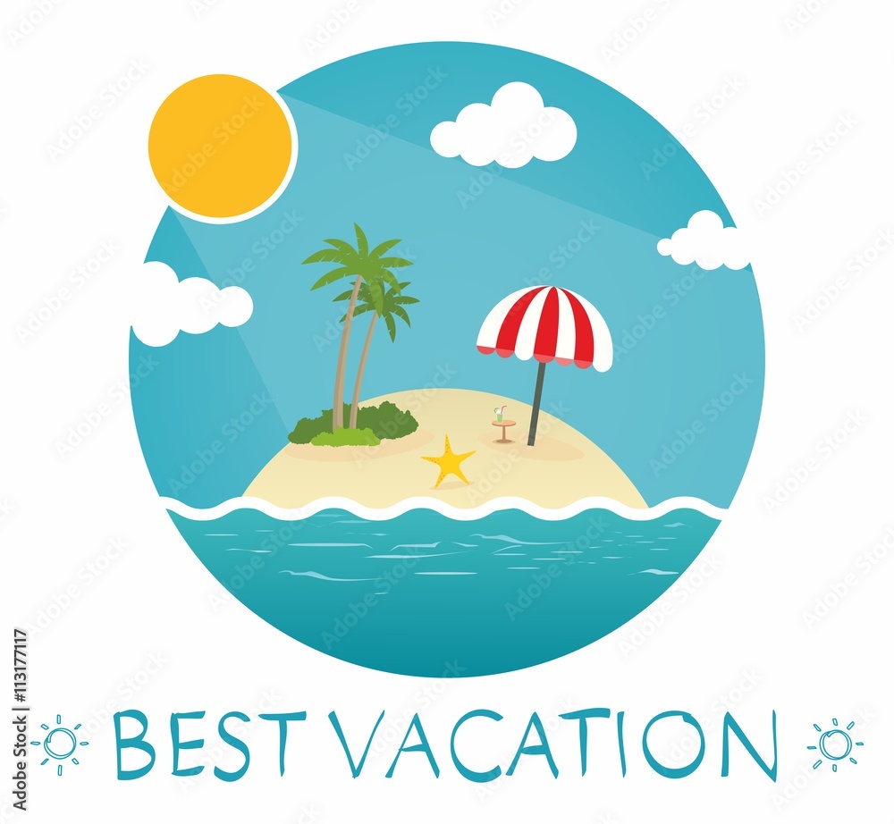 Summer beach globe with words Best Vacation