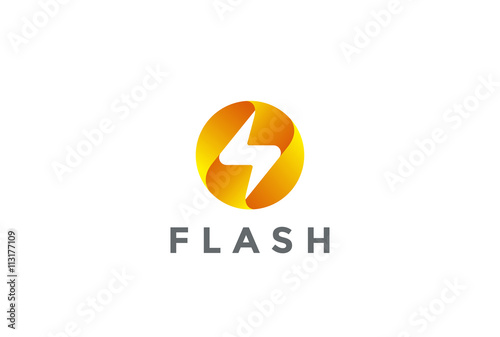 Flash Logo circle design Lighting bolt electricity Power icon