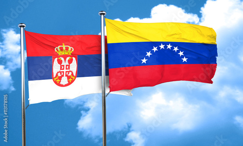 Serbia flag with Venezuela flag, 3D rendering