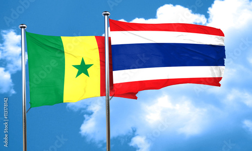 Senegal flag with Thailand flag, 3D rendering