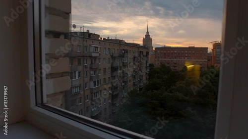 View to Moscow court and on high-rise buildings in the early morning photo