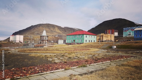 Old cold miner town of Barentsburg photo