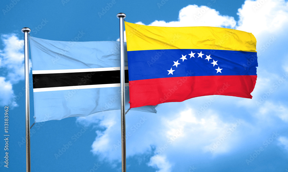 Botswana flag with Venezuela flag, 3D rendering Botswana flag with Venezuela flag, 3D rendering