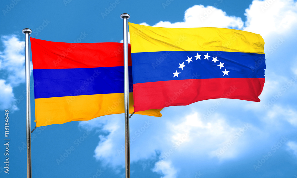 Armenia flag with Venezuela flag, 3D rendering Armenia flag with Venezuela flag, 3D rendering