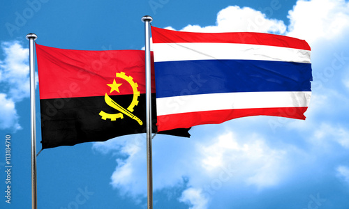 Free Download Angola flag with Thailand flag, 3D rendering - GFXLoad