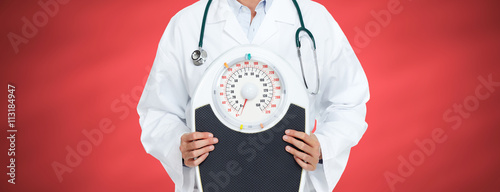 Doctor woman with scales.
