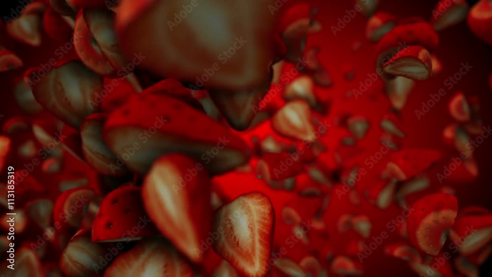 Loopable background with chopped strawberries