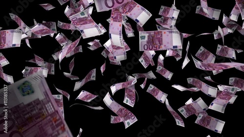 Five hundred euro banknotes explosion, matte
