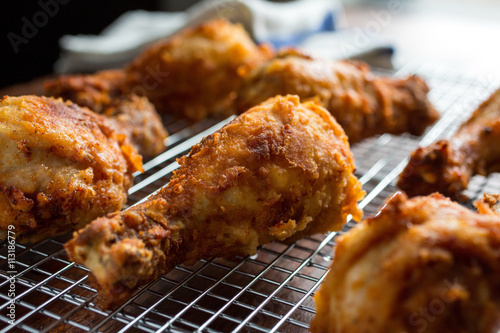 Chicken drumsticks on cooling rack