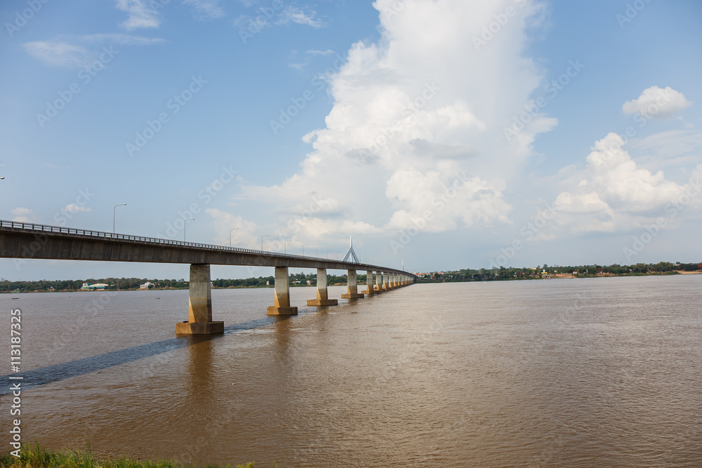 Bridge across the Mekong River in Mukdahan,Thailand