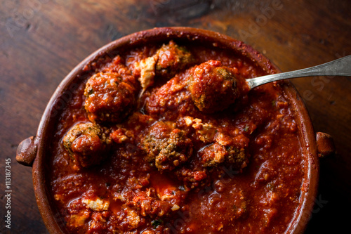 Meatballs parmigiana in dish