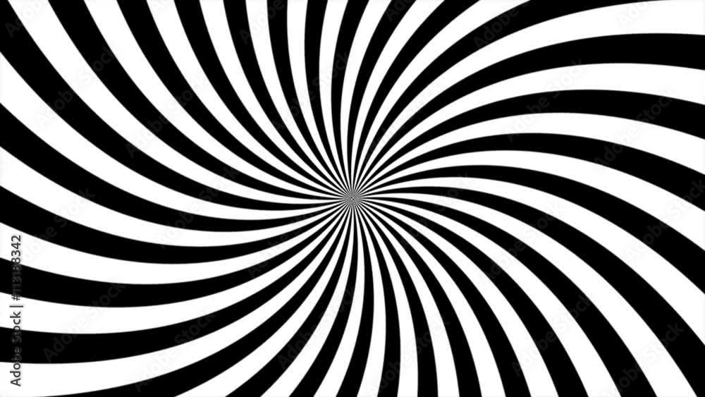 Loop-able sunburst with curved black and white rays