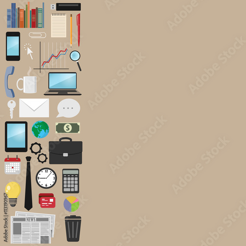 Set of vector icons on the theme of the business, office, financ