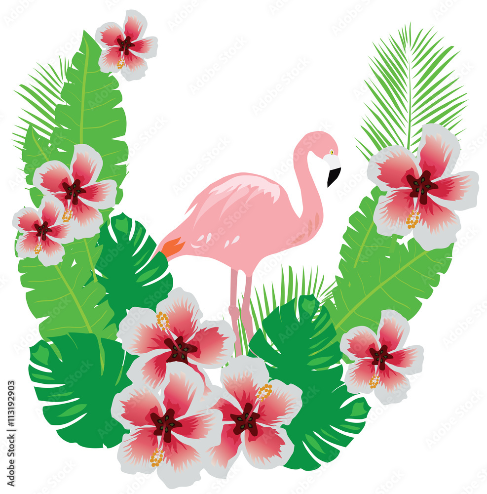 flamingo with flowers flamingo with flowers