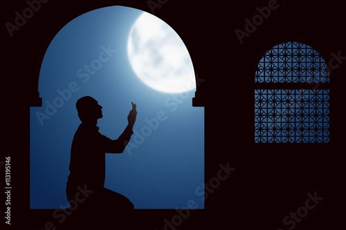 Image of silhouette man praying
