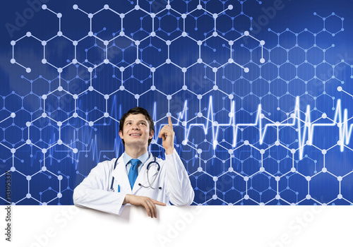 Doctor with banner