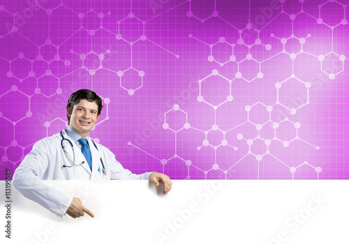 Doctor with banner