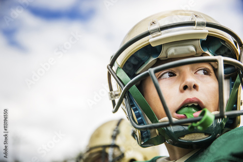 Close up american football player photo