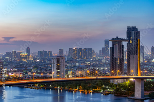 Rama IX Bridge and city