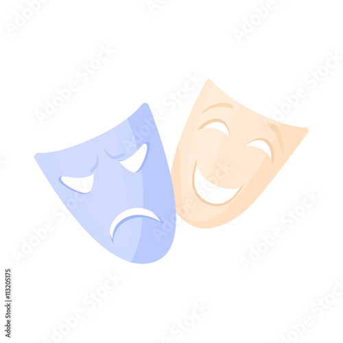 Comedy and tragedy theatrical masks icon