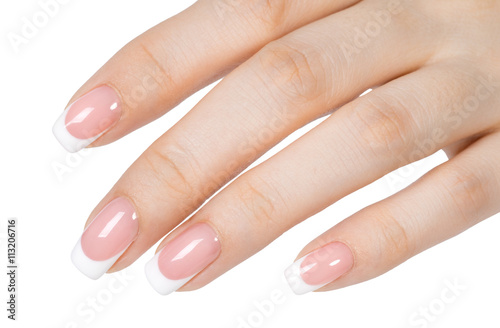 Female hands with french manicure