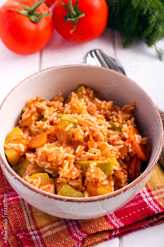 Rice and courgette, carrot casserole