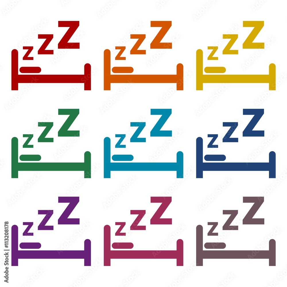 Sleeping in bed Icons set Sleeping in bed Icons set