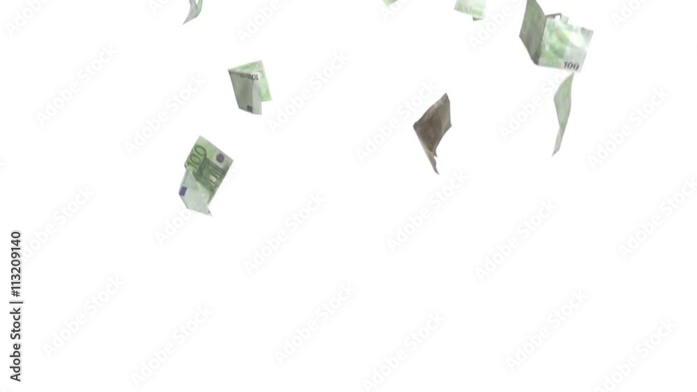 euros bills banknotes fall from above on white background super slow motion high speed camera money rain euros bills banknotes fall from above on white background super slow motion high speed camera money rain