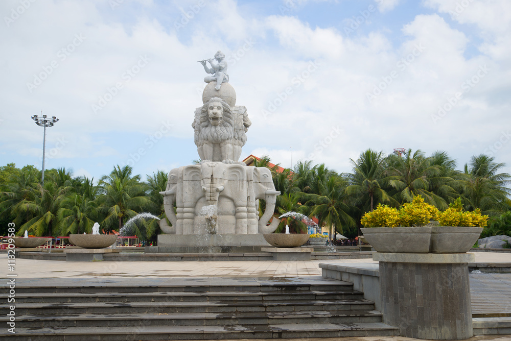 The fountain of the Elephant, cloudy summer day in Nha Trang. Vietnam